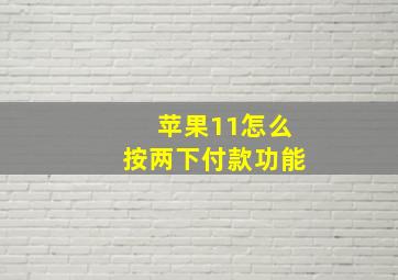 苹果11怎么按两下付款功能