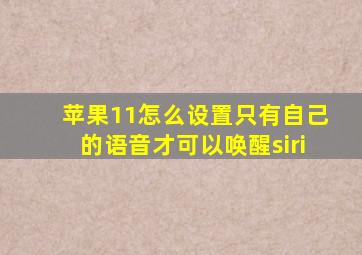 苹果11怎么设置只有自己的语音才可以唤醒siri