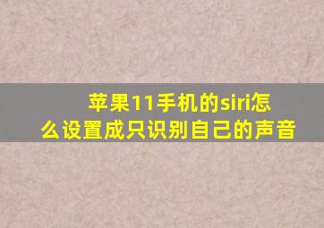 苹果11手机的siri怎么设置成只识别自己的声音