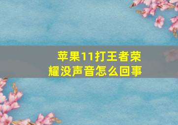 苹果11打王者荣耀没声音怎么回事