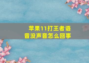 苹果11打王者语音没声音怎么回事