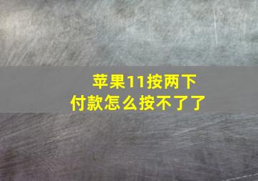 苹果11按两下付款怎么按不了了