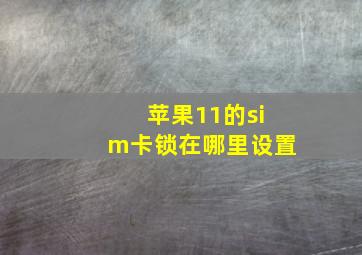 苹果11的sim卡锁在哪里设置