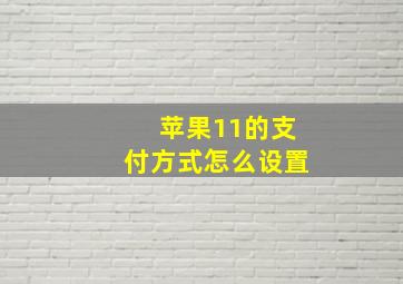 苹果11的支付方式怎么设置