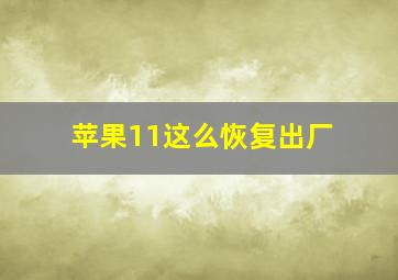 苹果11这么恢复出厂