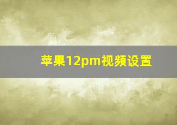 苹果12pm视频设置