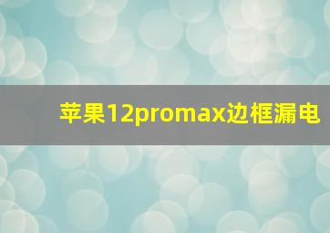 苹果12promax边框漏电