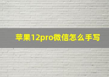 苹果12pro微信怎么手写