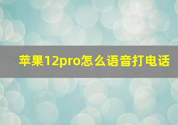 苹果12pro怎么语音打电话