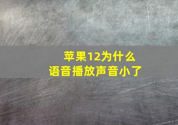 苹果12为什么语音播放声音小了