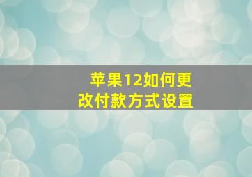 苹果12如何更改付款方式设置