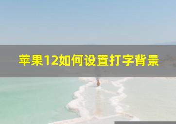 苹果12如何设置打字背景