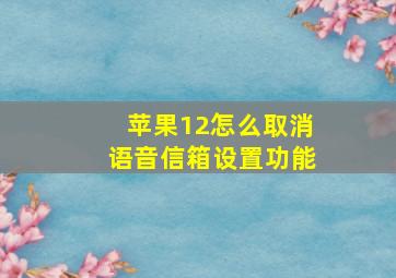 苹果12怎么取消语音信箱设置功能