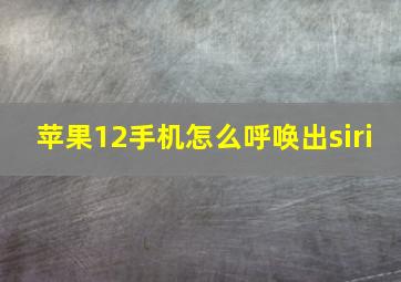 苹果12手机怎么呼唤出siri