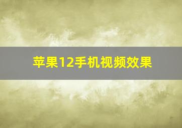 苹果12手机视频效果