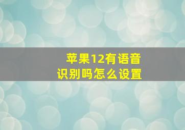 苹果12有语音识别吗怎么设置