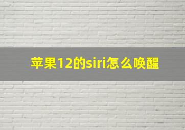 苹果12的siri怎么唤醒