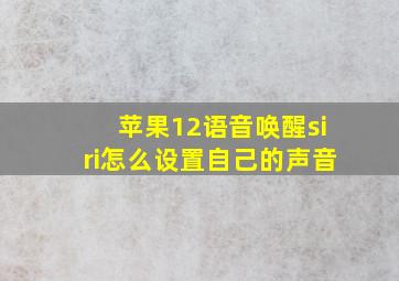 苹果12语音唤醒siri怎么设置自己的声音