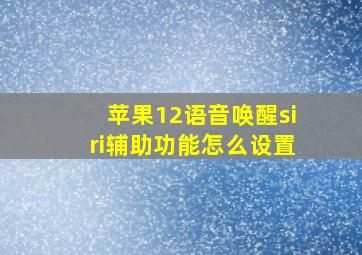 苹果12语音唤醒siri辅助功能怎么设置