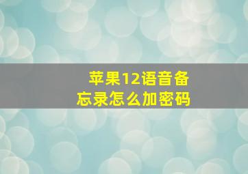 苹果12语音备忘录怎么加密码