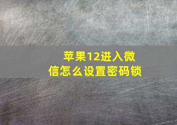 苹果12进入微信怎么设置密码锁