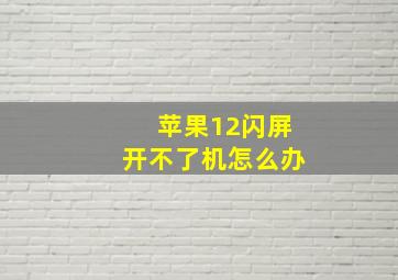 苹果12闪屏开不了机怎么办