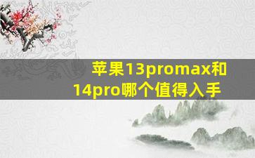 苹果13promax和14pro哪个值得入手