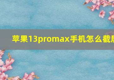 苹果13promax手机怎么截屏