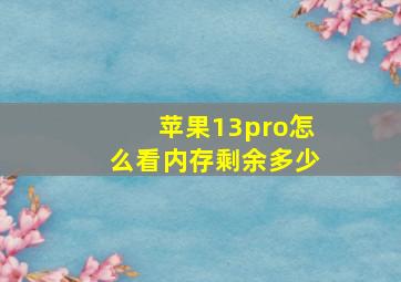 苹果13pro怎么看内存剩余多少