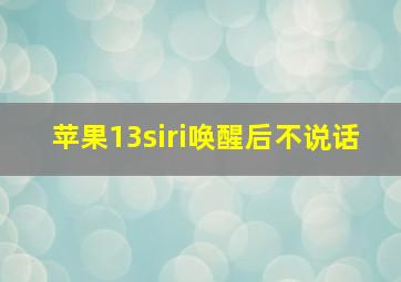 苹果13siri唤醒后不说话