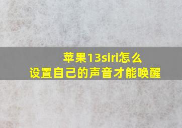 苹果13siri怎么设置自己的声音才能唤醒