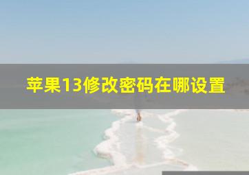 苹果13修改密码在哪设置