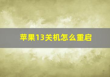 苹果13关机怎么重启