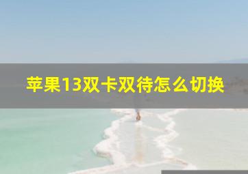 苹果13双卡双待怎么切换