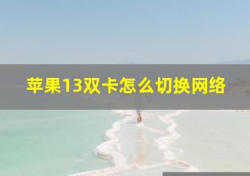 苹果13双卡怎么切换网络