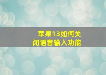 苹果13如何关闭语音输入功能