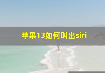 苹果13如何叫出siri