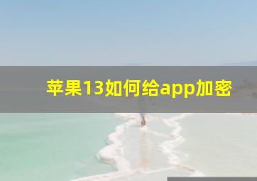 苹果13如何给app加密