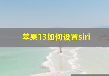 苹果13如何设置siri