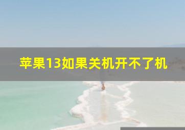 苹果13如果关机开不了机