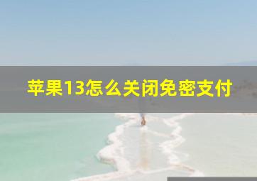 苹果13怎么关闭免密支付