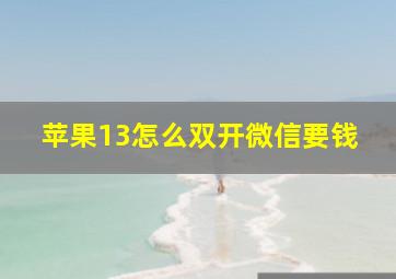 苹果13怎么双开微信要钱