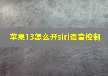 苹果13怎么开siri语音控制