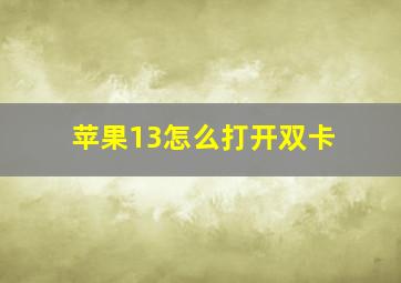 苹果13怎么打开双卡