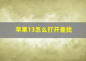 苹果13怎么打开查找