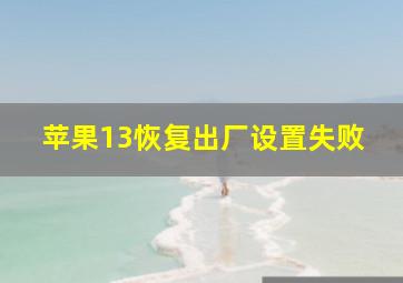 苹果13恢复出厂设置失败