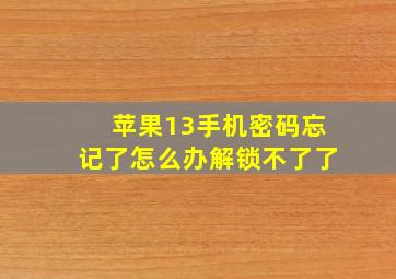 苹果13手机密码忘记了怎么办解锁不了了