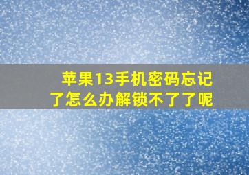 苹果13手机密码忘记了怎么办解锁不了了呢