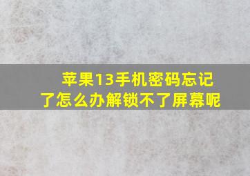 苹果13手机密码忘记了怎么办解锁不了屏幕呢