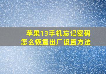 苹果13手机忘记密码怎么恢复出厂设置方法